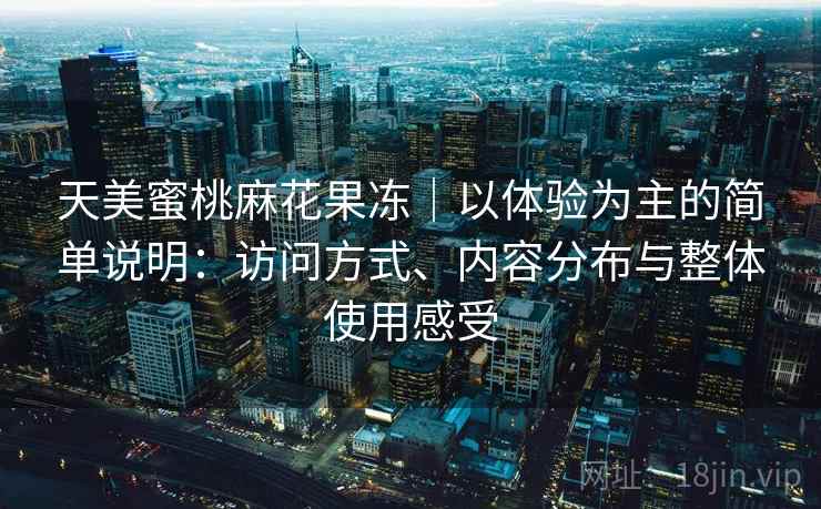 天美蜜桃麻花果冻｜以体验为主的简单说明：访问方式、内容分布与整体使用感受