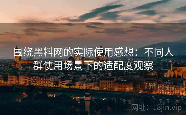围绕黑料网的实际使用感想：不同人群使用场景下的适配度观察