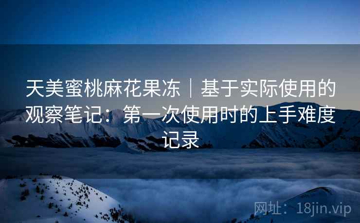 天美蜜桃麻花果冻|基于实际使用的观察笔记:第一次使用时的上手难度记录