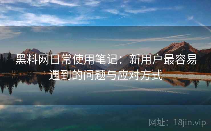 黑料网日常使用笔记:新用户最容易遇到的问题与应对方式