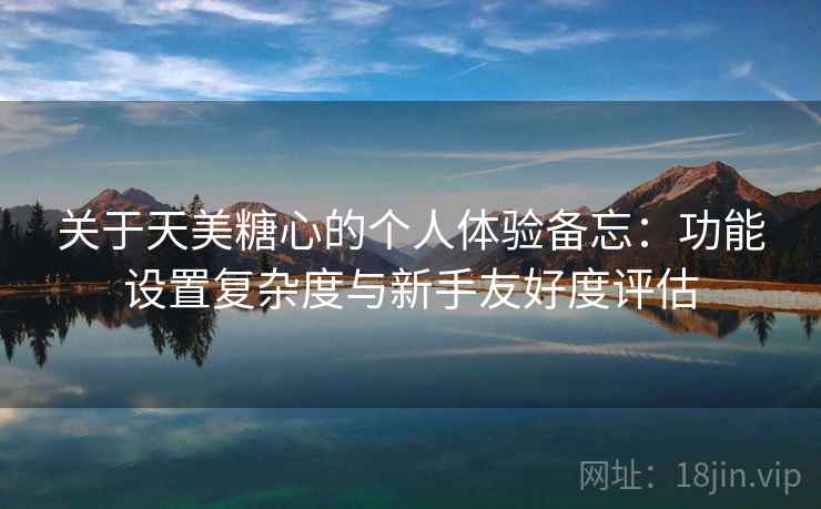 关于天美糖心的个人体验备忘:功能设置复杂度与新手友好度评估